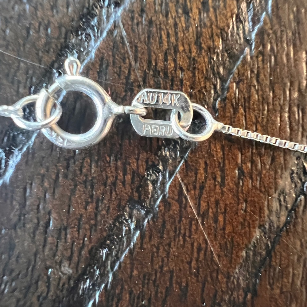 14k Two Tone Diamond Anchor Necklace - Picture 4 of 5
